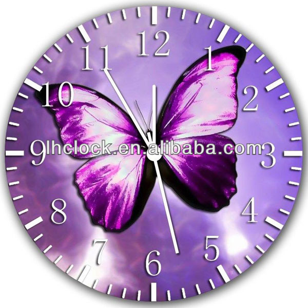 New Purple Butterfly wall Clock