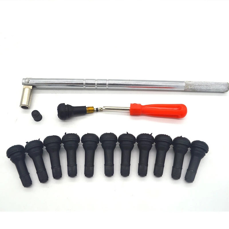 1set TR413 Snap-In Tire Valve Stems Short Black Rubber The Valve Core Wrench No Inner Tire Valve Disassembly