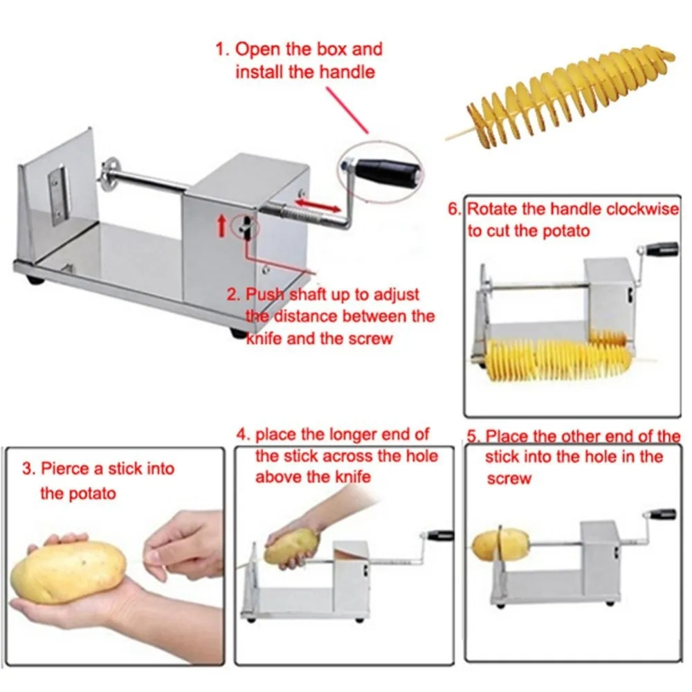 Commercial Manual Spiral Potato Chips Twister Potato Slicer Cutter Tornado Machine