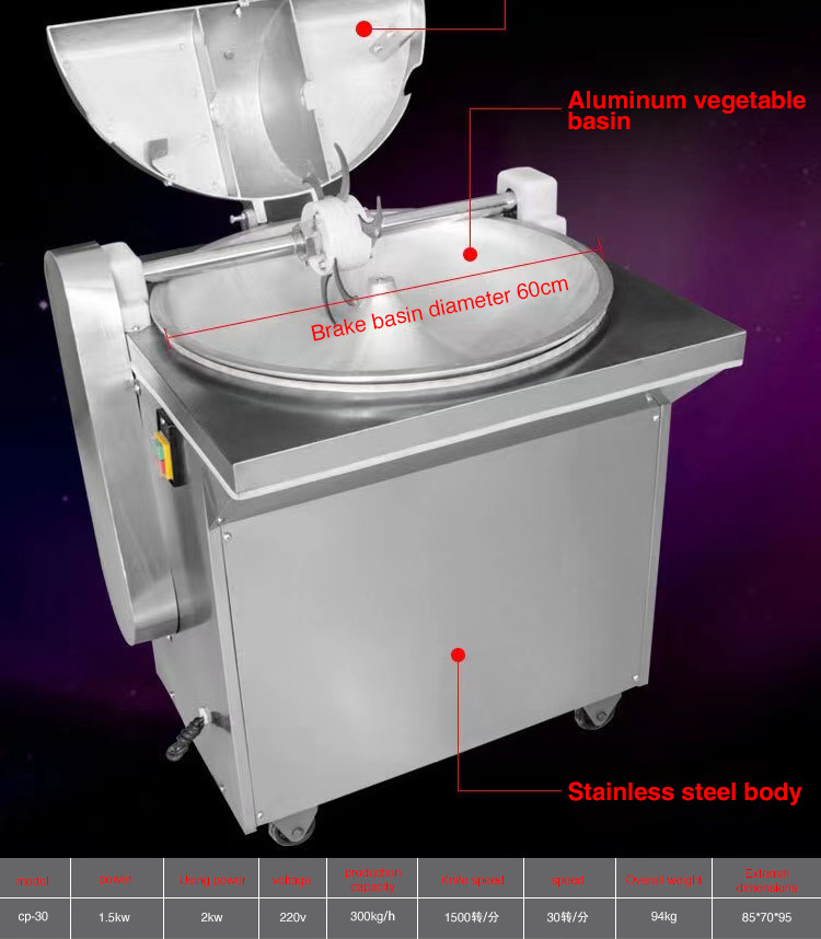 Commercial Stainless Steel Meat Bowl Cutter Good Price Industrial Electric Food Chopper