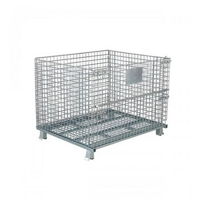 Collapsible Wire Storage Bin Metal Firewood Cage Wire Mesh Pallet Cage