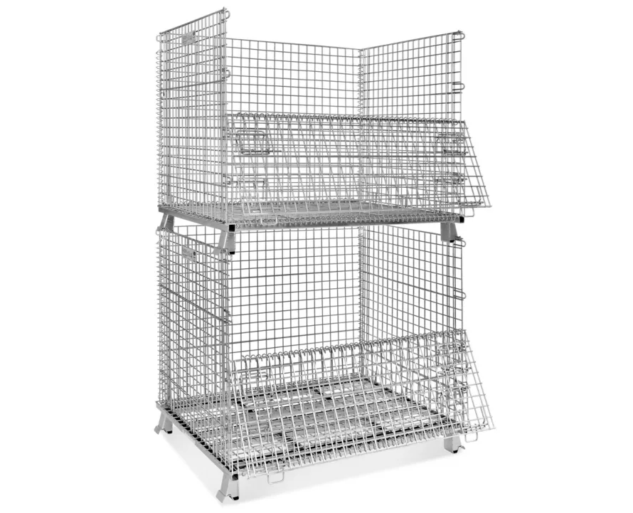 Collapsible Wire Storage Bin Metal Firewood Cage Wire Mesh Pallet Cage