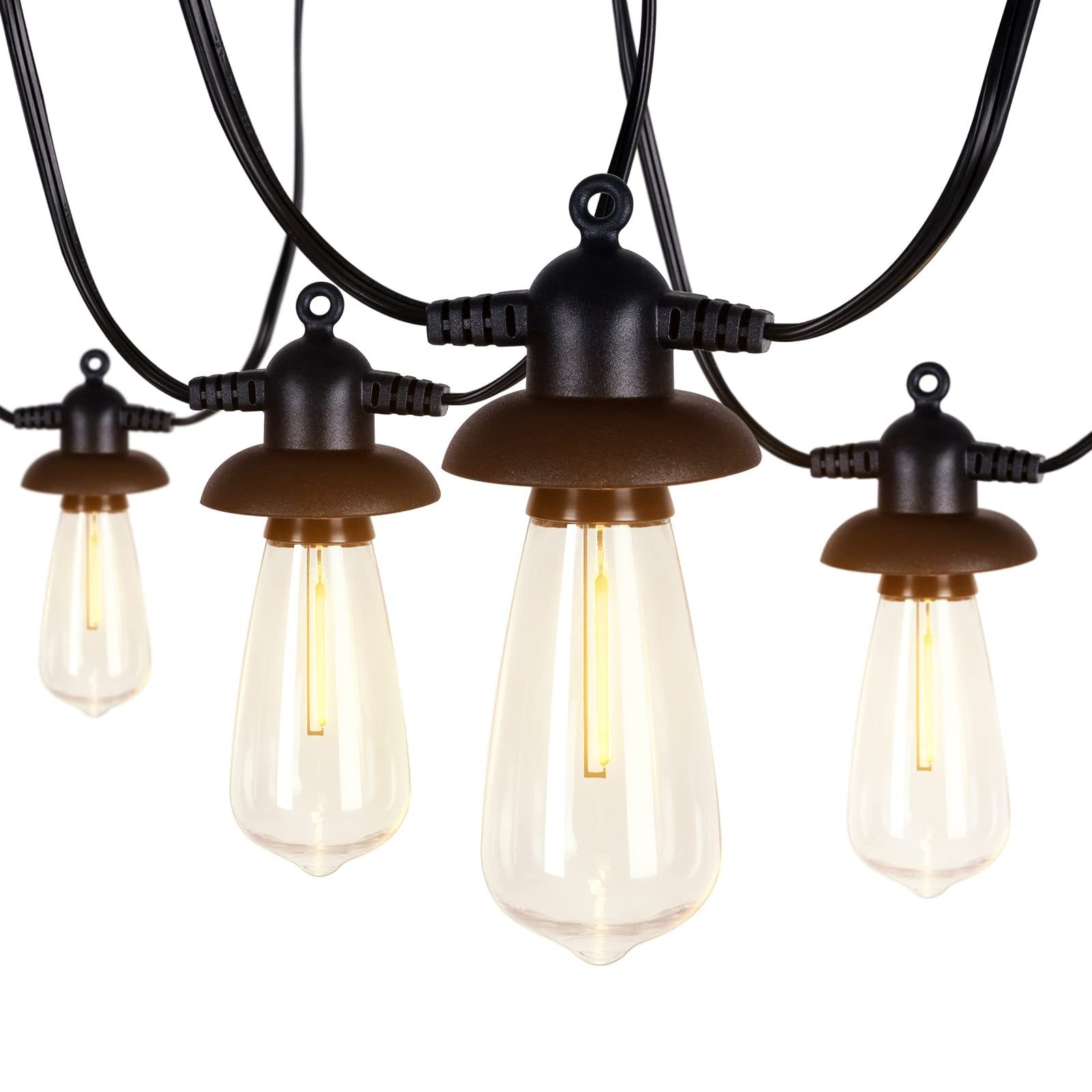 Outdoor string lights Commercial grade weatherproof string18 Edison vintage bulbs 15 hanging sockets durable