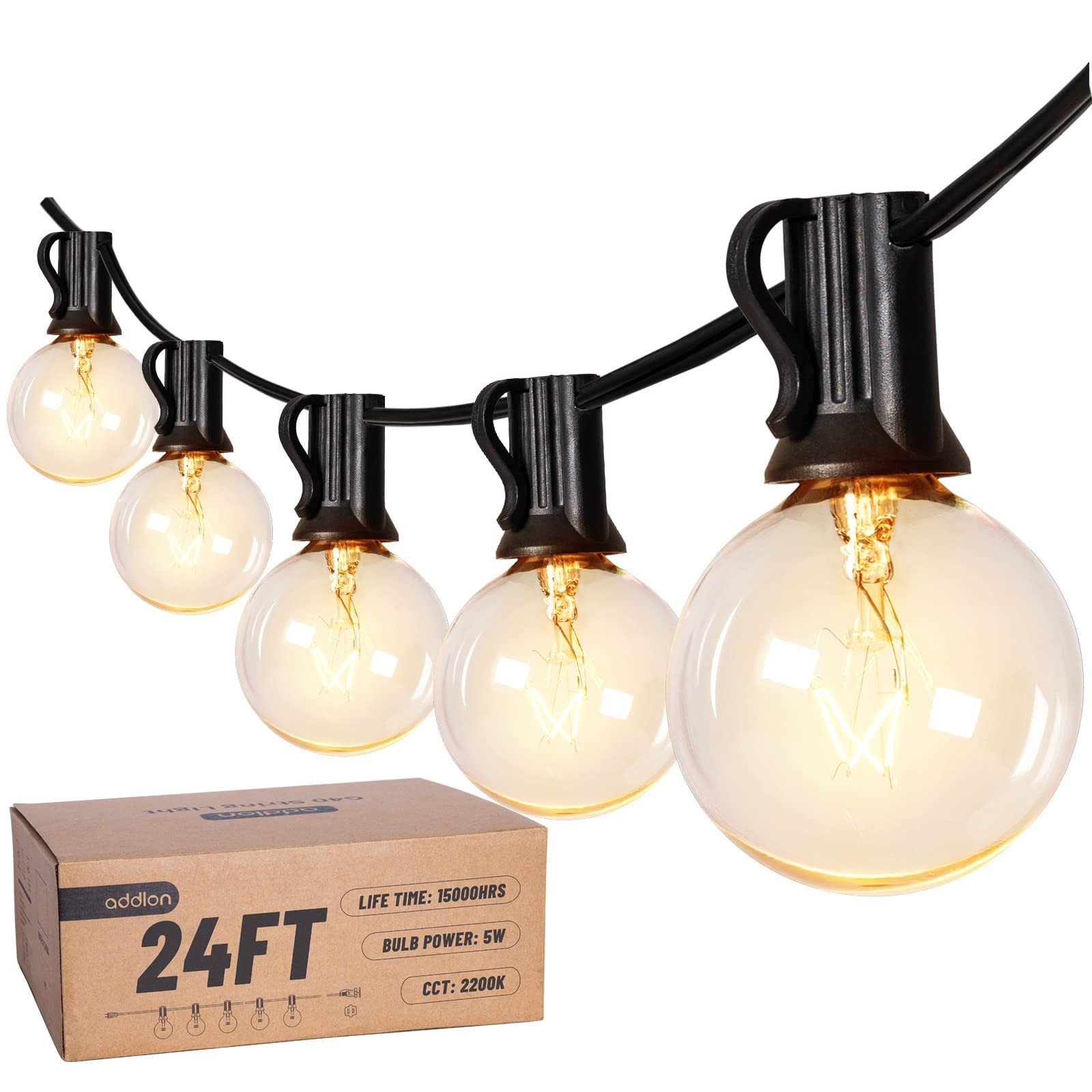 Outdoor string lights Commercial grade weatherproof string18 Edison vintage bulbs 15 hanging sockets durable