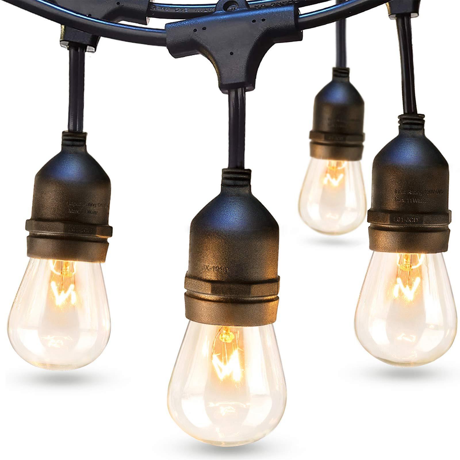 Outdoor string lights Commercial grade weatherproof string18 Edison vintage bulbs 15 hanging sockets durable