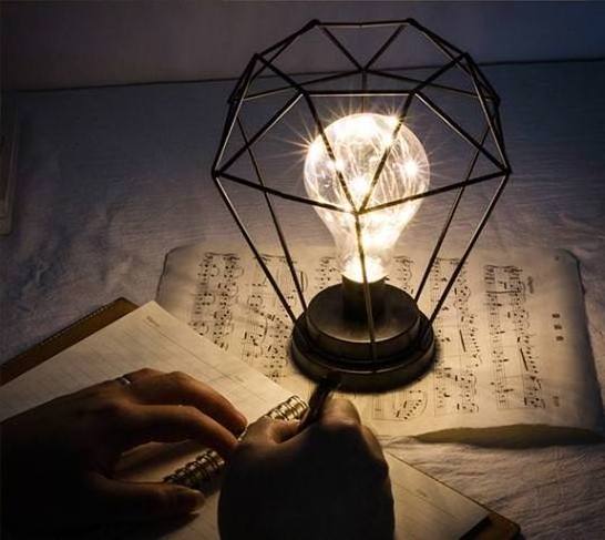 Indoor bed lamp metal cage lamp creative led nightlight atmosphere