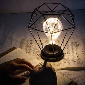 Indoor bed lamp metal cage lamp creative led nightlight atmosphere