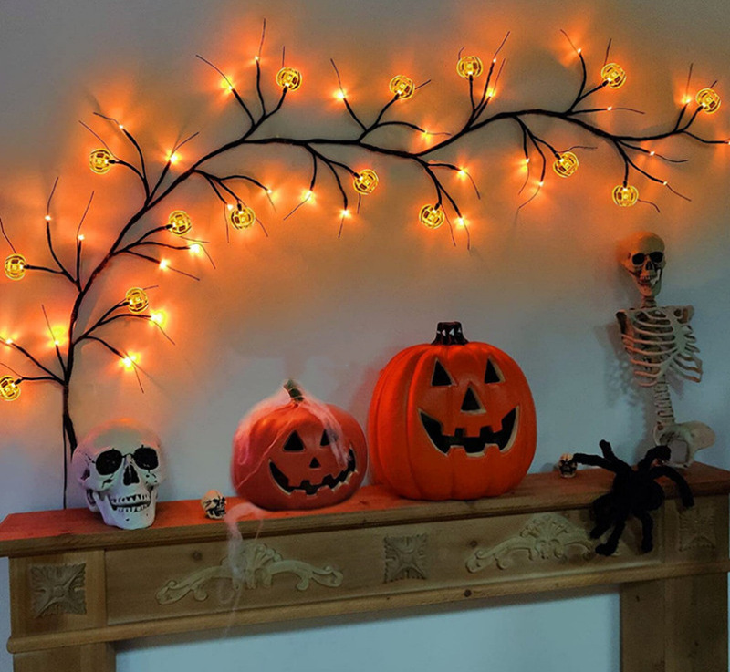 Cross-border new led Halloween Easter Lights Holiday bat vine pumpkin Spider Holiday  lights  Top-ranking