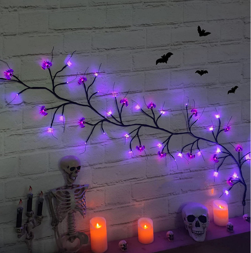 Cross-border new led Halloween Easter Lights Holiday bat vine pumpkin Spider Holiday  lights  Top-ranking