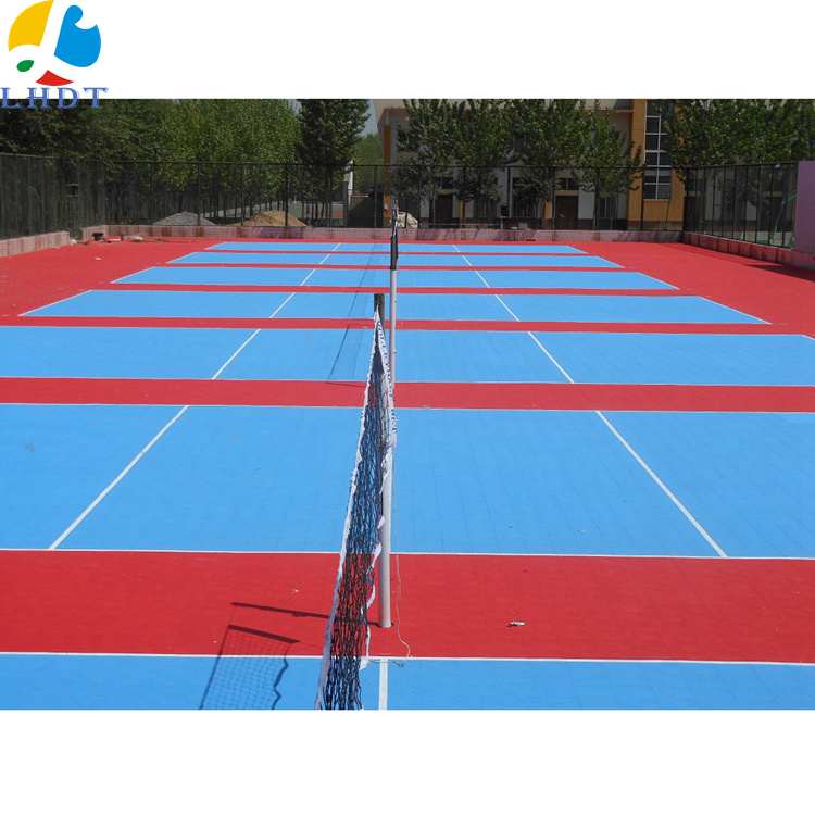 Indoor/outdoor interlocking floor tiles portable plastic floor for tennis court and multi sports