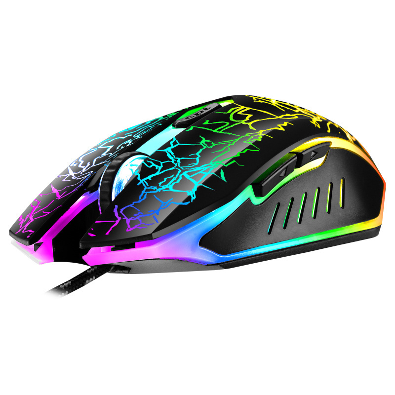 G202 3600DPI Colorful Cracked Glare Hight-performance Wired Computer Gaming Mouse