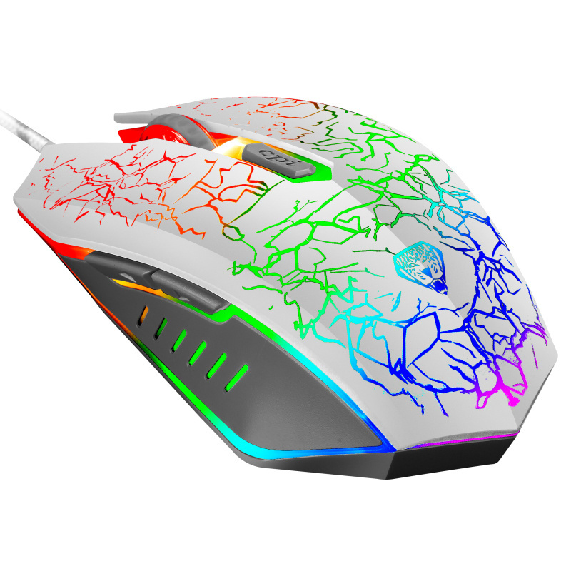 G202 3600DPI Colorful Cracked Glare Hight-performance Wired Computer Gaming Mouse