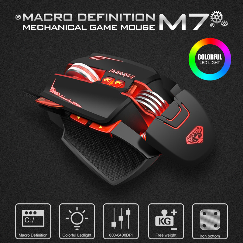 M7 Professional electronic sport mechanical macro definition programmable mouse 8 Keys wired Gaming Mouse