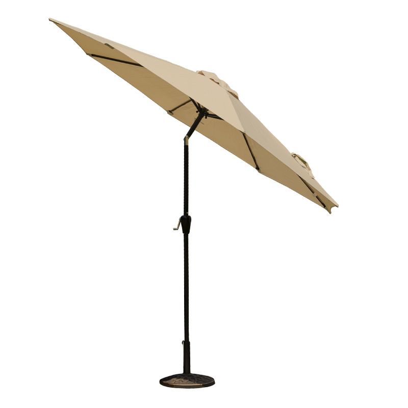 Wholesalewaterproof garden patio sun parasol iron umbrella with push button tilt and crank hot outdoor umbrella