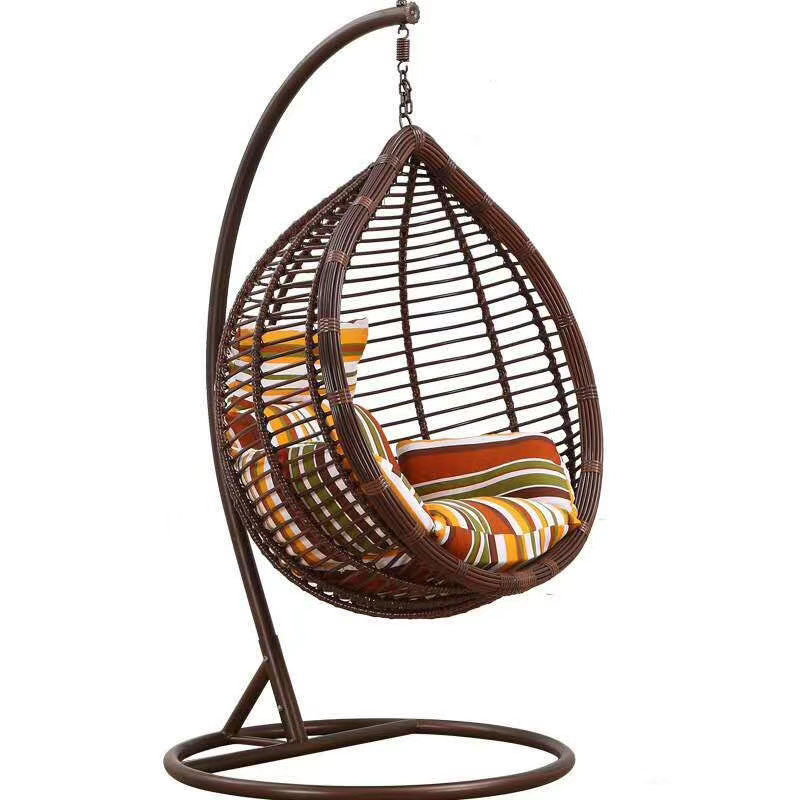 Cheap Price Garden Outdoor Rattan Hanging living egg swing chairs set swing swivel