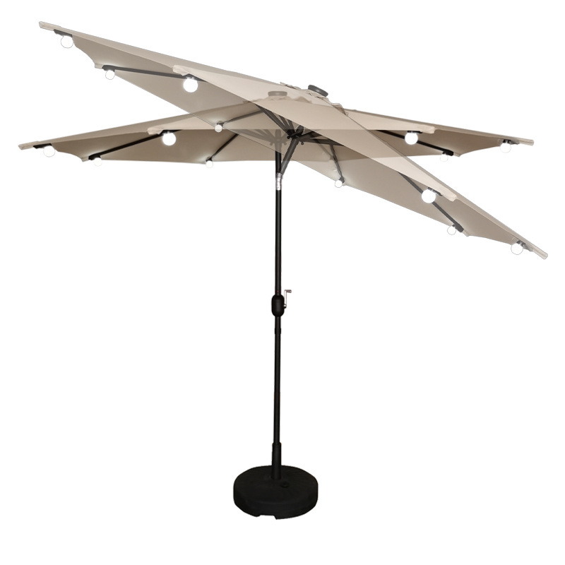 300pcs custom Design Certificate garden sun parasol patio market umbrella with solar light lamp bulb