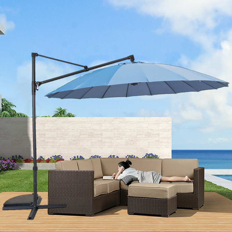 10ft garden furniture hanging parasol dual use iron frame Glass fiber material outdoor patio umbrella