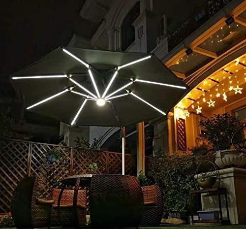 Solar light lamp leisure ways custom printed beach sunshade outdoor furniture big shelter umbrella stand cover tent parasol