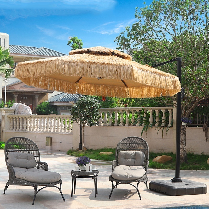 Wholesale New Design Customized Outdoor Umbrella Artificial Thatched Umbrella Patio Parasol Roman Sunshade Straw Umbrella