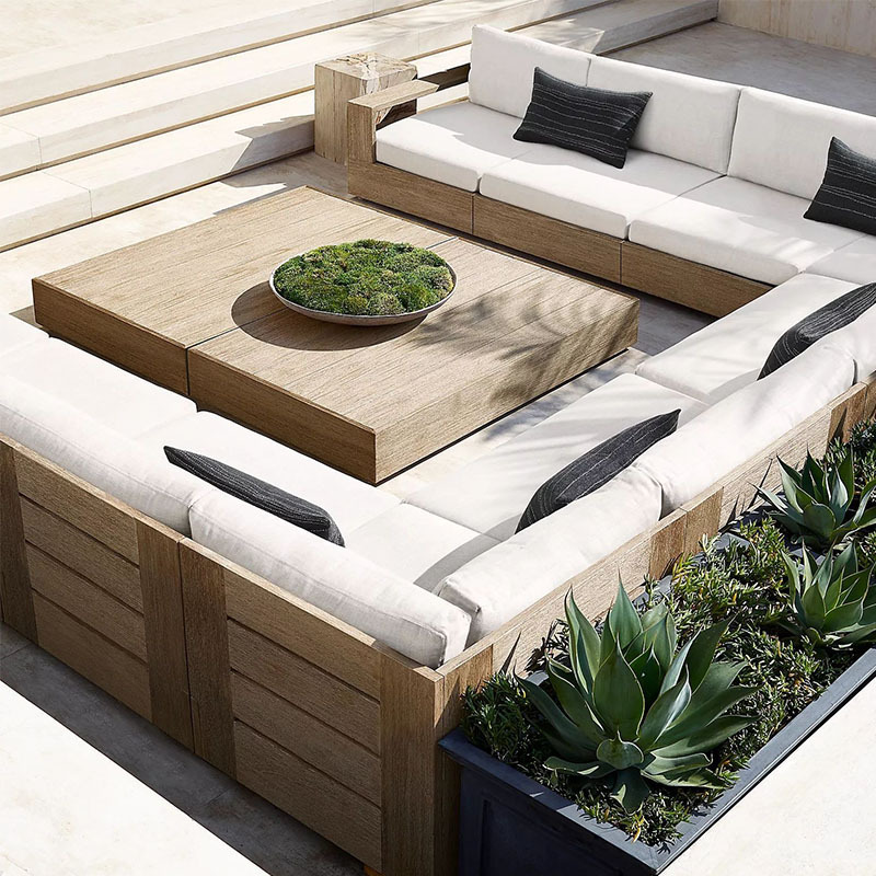 Wholesale Customization High-end Teak Wood Exposed Furniture Outdoor Patio Garden Furniture Sets Modular Sectional Teak Sofa