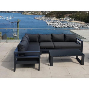 Hot Sale Modern Metal Outdoor Furniture Conversation Sofa Set Garden Funiture Outdoor 7-piece Black Sectional Sofa Set