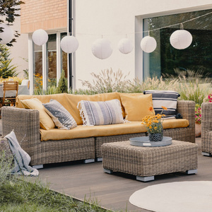 Outdoor Modern Patio Rattan Sofa Garden Furniture Luxury Wicker Sofa Set 6 Seater With Table