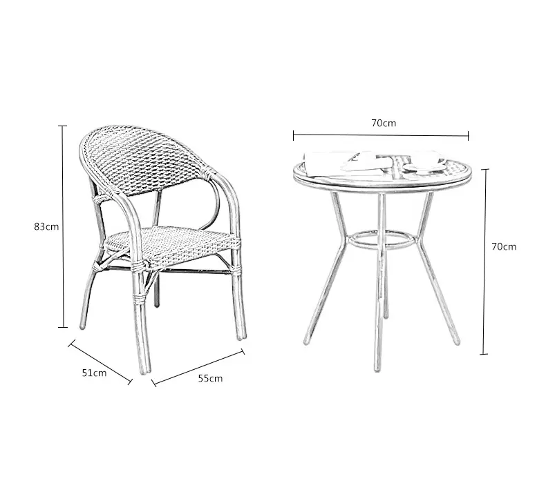 Hot selling concise style A five-piece set of patio tables and chairs Outdoor rattan chairs