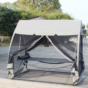 High Quality Swing Bed Chair Garden Roof Outdoor Netting Patio Swings Wrought Metal Hanging Anti-Mosquito