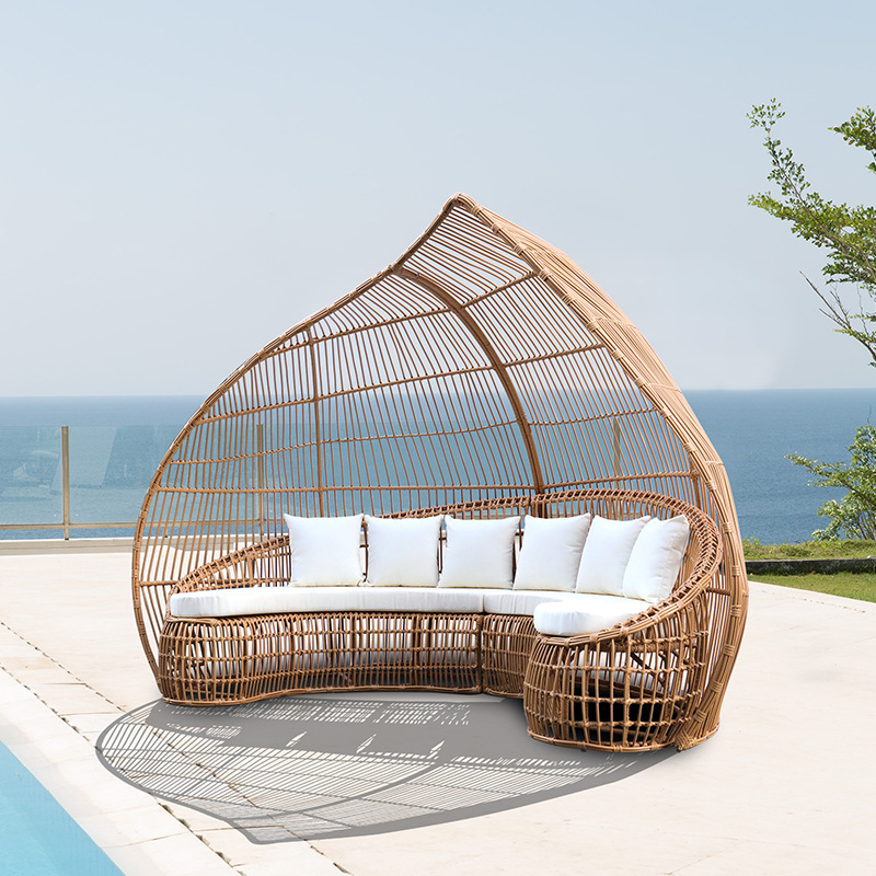 Open - air bird nest round rattan outdoor longue courtyard seaside daybed garden poolside furniture