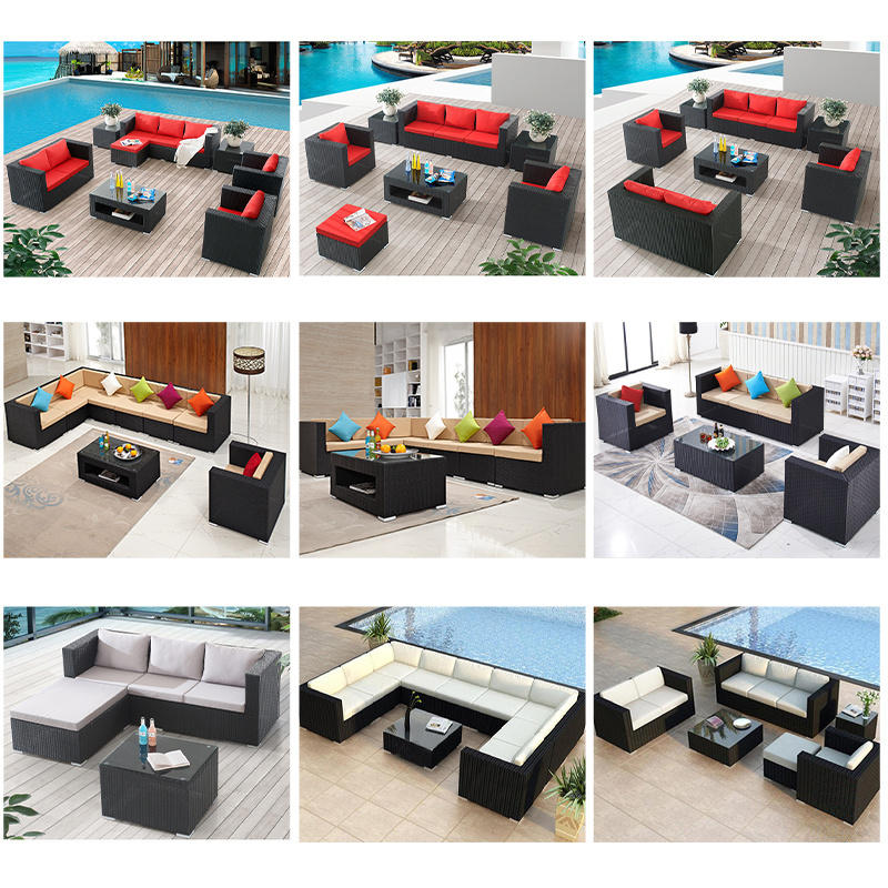 Comfortable and waterproof washable Used patio garden sets outdoor wicker L shaped sofa set corner sofa furniture