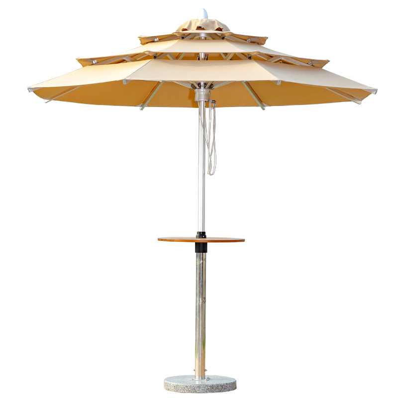 outdoor umbrella garden 3 layer beach restaurant umbrella sunshade centre pole patio sun canvas parasol umbrella with table