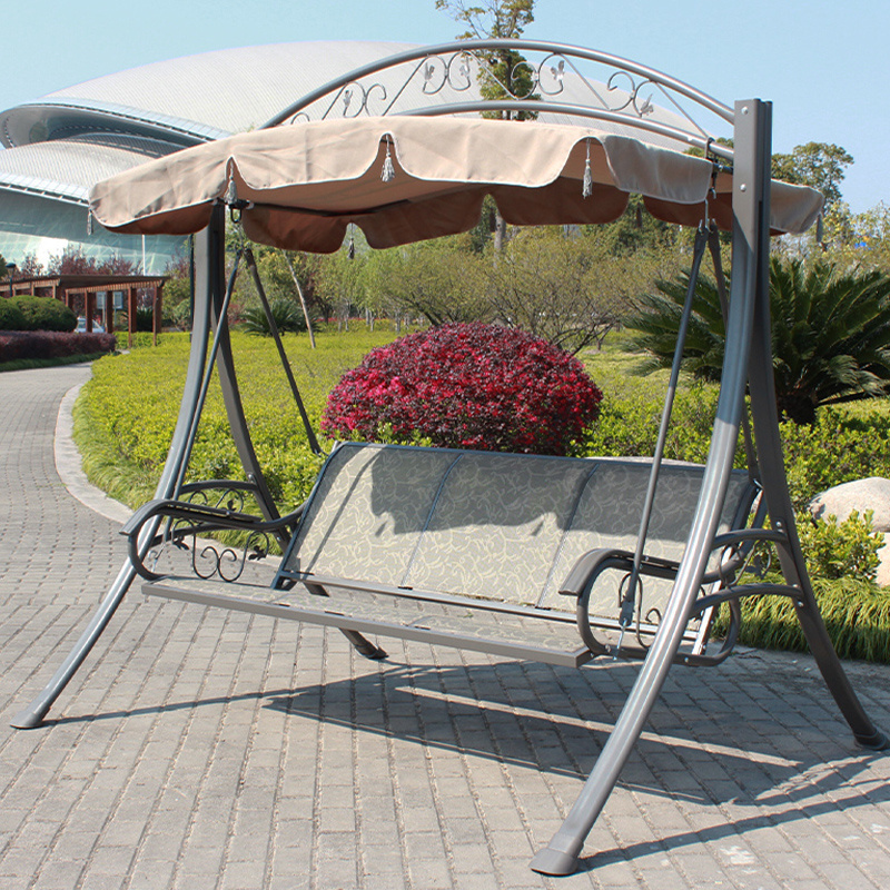 High Quality Garden Swing Sets Beach Metal Patio Wrought Iron Patio Swings 3 Seater bench swing cushion