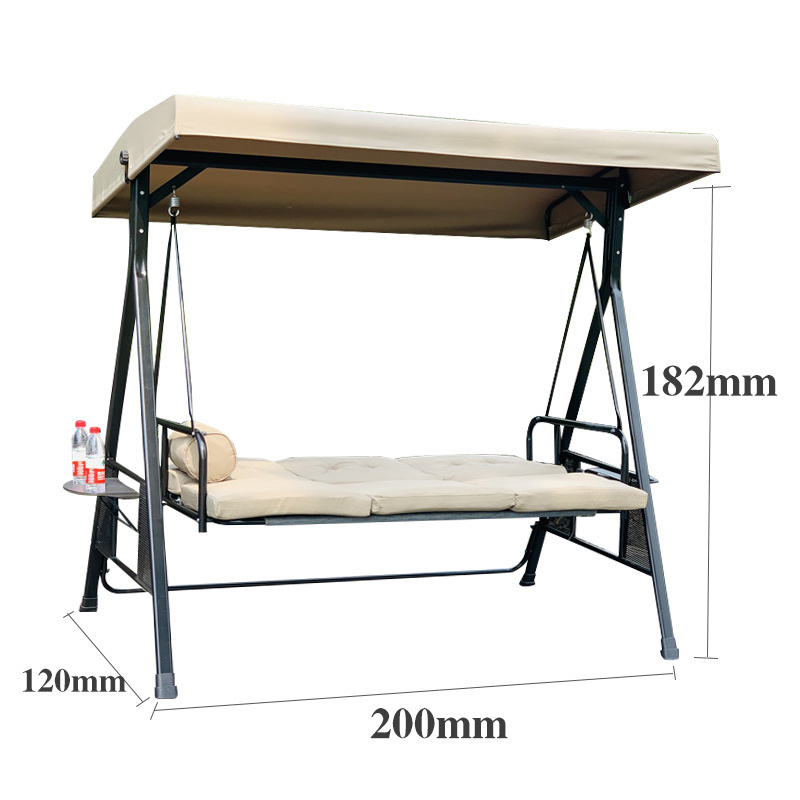 Outdoor Swing Bed Canopy Patio Swing Chair Wrought Iron Steel High Quality Metal Beach Balcony Cushion Garden Furniture