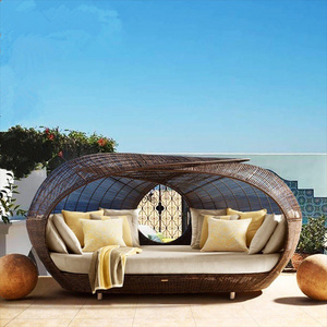 Outdoor garden patio balcony sunbed rattan sun lounge chair pool beach daybed rattan furniture