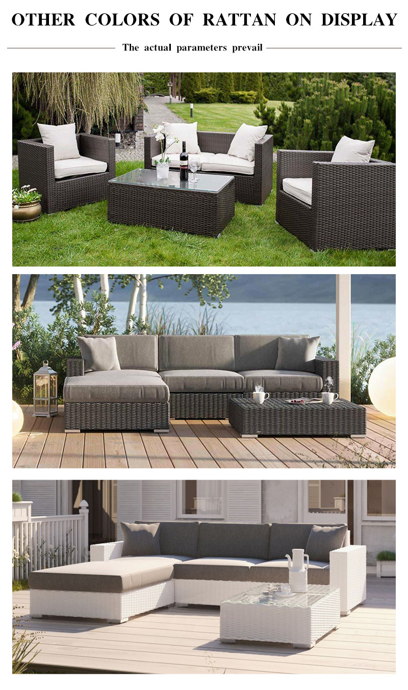 Comfortable and waterproof washable Used patio garden sets outdoor wicker L shaped sofa set corner sofa furniture