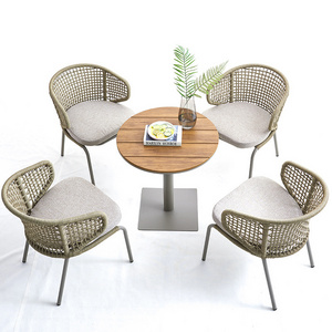 Bistro Restaurant Modern patio balcony plastic string chair rattan rope outdoor garden dining chair