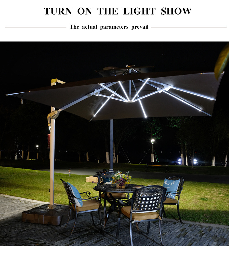 Garden grand Roma hanging parasol patio LED solar light Oxidized pole outdoor umbrellas big size garden