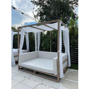 Affordable Cheap Outdoor Patio Furniture Garden Set Wooden Sunbed with Canopy and Sofa Bed Sun Lounger