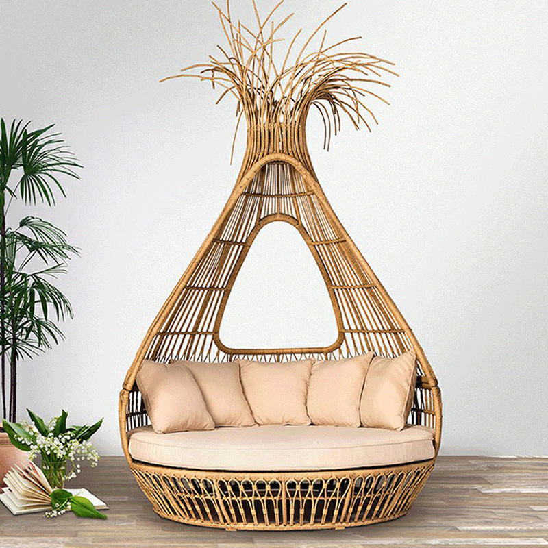 Open - air bird nest round rattan outdoor longue courtyard seaside daybed garden poolside furniture