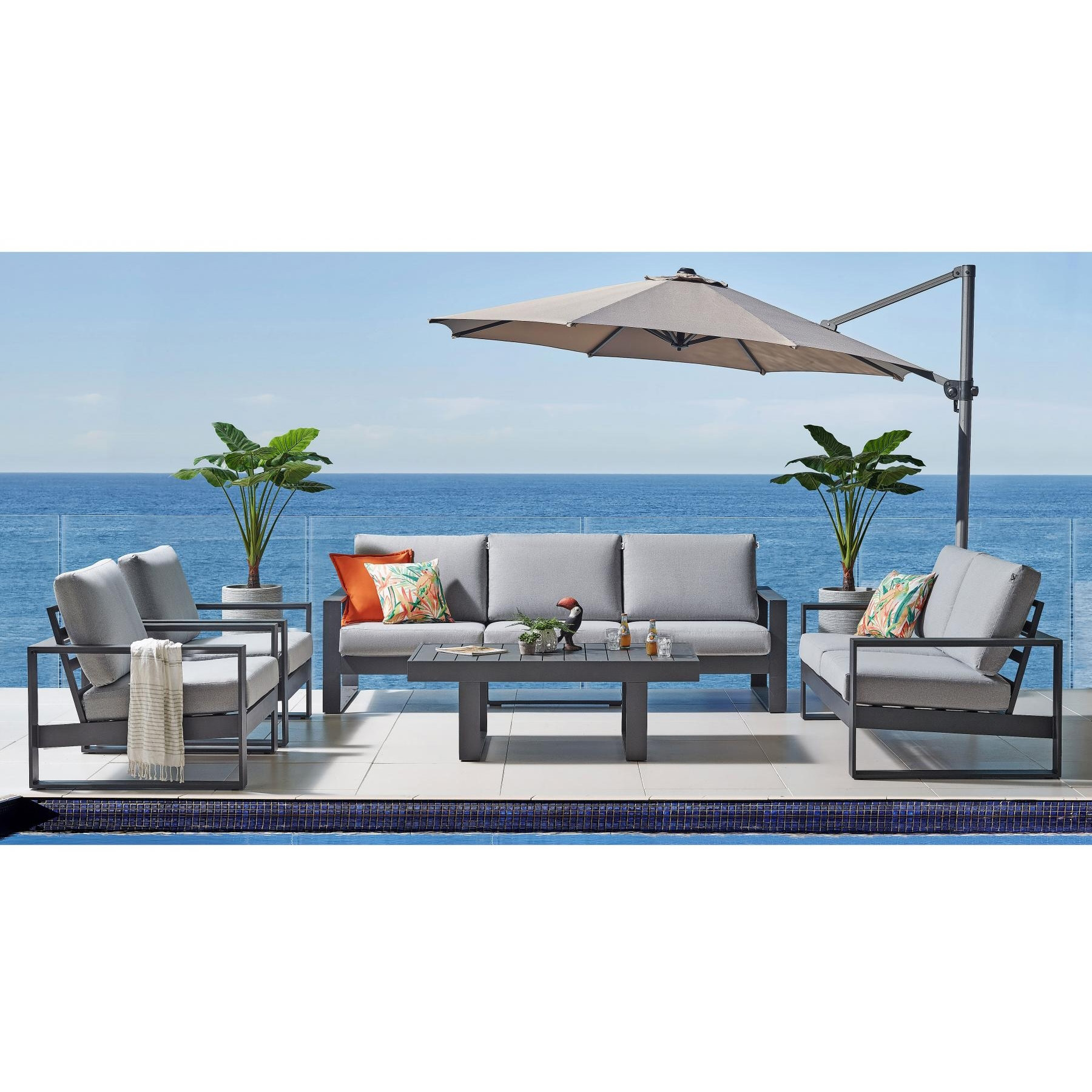 2022 outdoor iron frame furniture with Custom cushions 2170w*850d*780h 3 seats sofas with metal frame