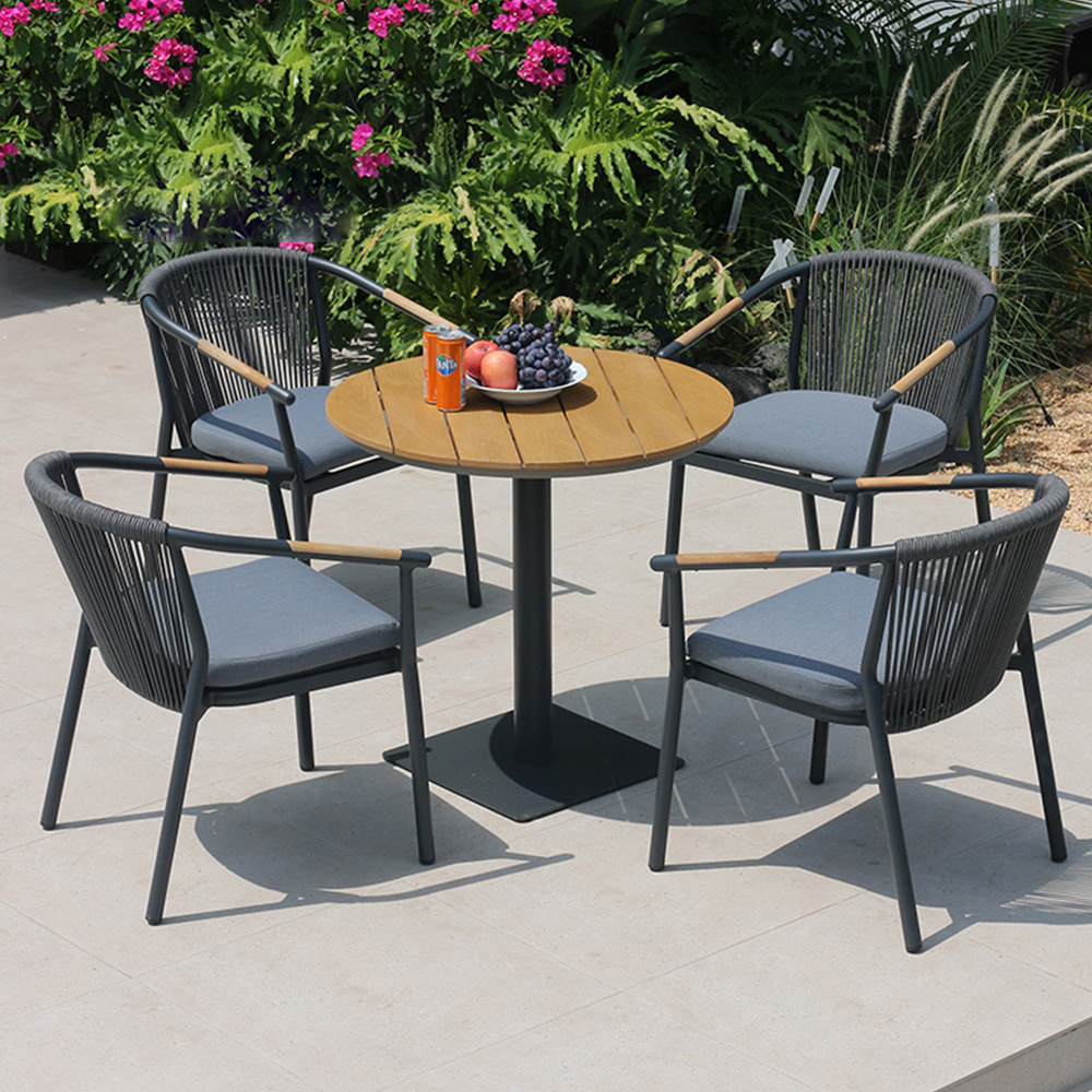 New design outdoor restaurant furniture set teak wood outdoor dining table and chairs in outdoor patio furniture