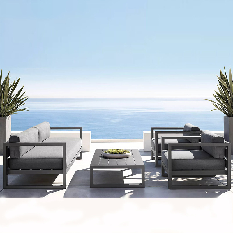 2022 outdoor iron frame furniture with Custom cushions 2170w*850d*780h 3 seats sofas with metal frame