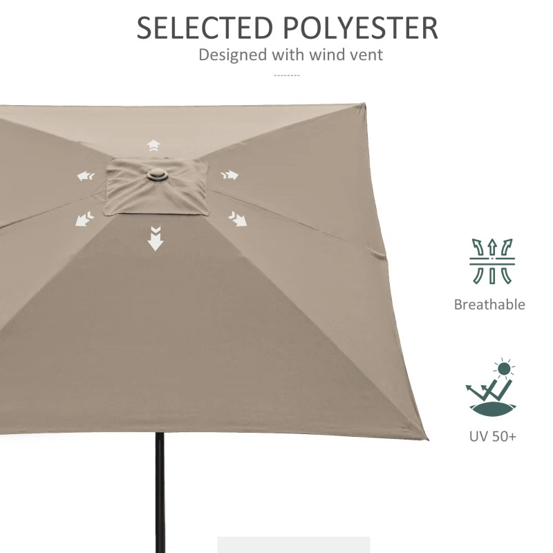 Custom High Quality Outdoor Dark Khaki Beach Farm Garden Market Umbrella Morden Parasol Garden Patio Umbrellas