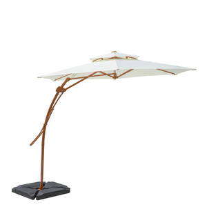 2023 Newest Hand Push Offset Cantilever Freestanding promotional patio umbrella White double top hand-push umbrella