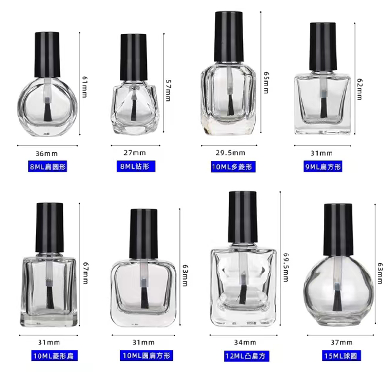 uv gel Glass  empty Nail Polish Bottle With Brush Glass Bottle Packaging with Brush Flat Nail Gel Polish Glass Bottle with pack