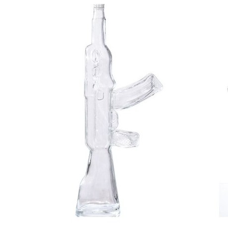 Handmade 1000ml Clear Glass Whiskey Decanter Set Ak 47 Gun Shape Wine Decanter