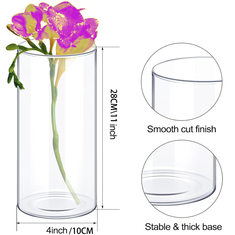 Diameter 3.3inch 8.5cm Glass Candle Holder Cylinder Vases for Centerpieces Floating Candle Holder Glass Vases for Flowers Deco