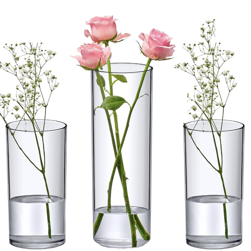 Diameter 3.3inch 8.5cm Glass Candle Holder Cylinder Vases for Centerpieces Floating Candle Holder Glass Vases for Flowers Deco