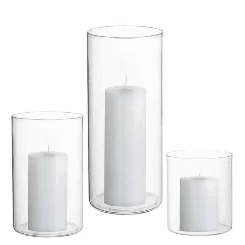 Clear Cylinder Hurri can Glass Candle jars Votive Candle Holders for Wedding Party Decorative Candleholders for Home Decorations