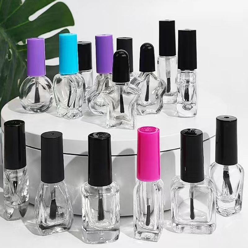 uv gel Glass  empty Nail Polish Bottle With Brush Glass Bottle Packaging with Brush Flat Nail Gel Polish Glass Bottle with pack